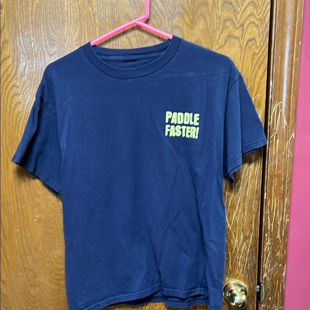 Navy T-Shirt with Neon Green Print